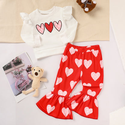 2 Pcs Baby & Toddler Girls Valentine's Day Heart Print Set