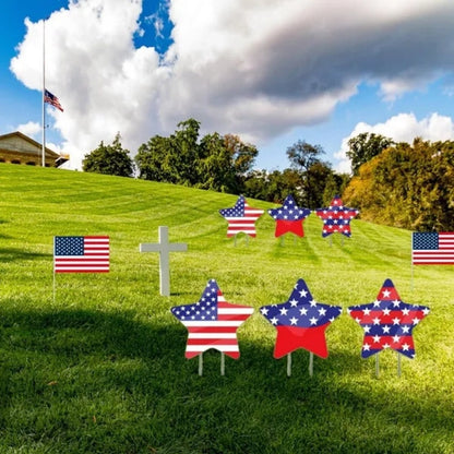 4th of July Yard Stakes – Stars & Stripes Lawn Sign 8 Pc Set