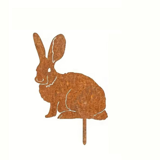 Metal brown rabbit-shaped decorative Easter yard decoration