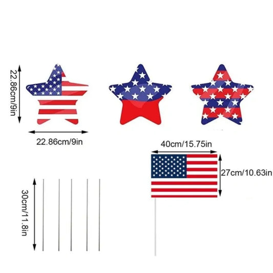 4th of July Yard Stakes – Stars & Stripes Lawn Sign 8 Pc Set - Holiday Spirit Shop