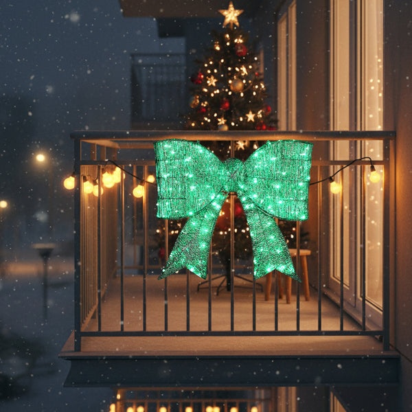 26" St. Patrick's Day Lighted Green Bow - Metal Frame