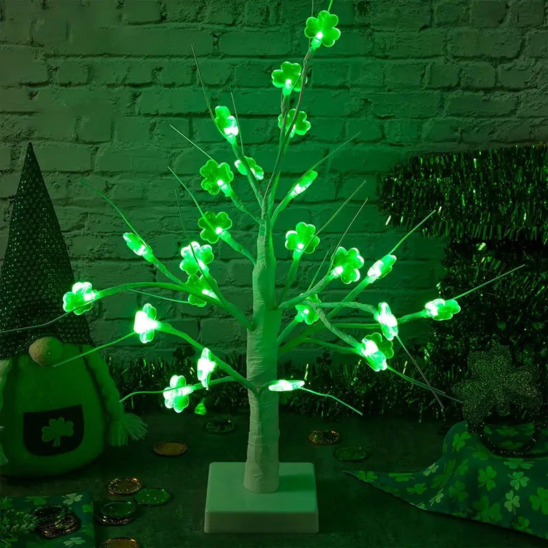 Set of Two 18" St Patrick's Day Shamrock Lighted Tree