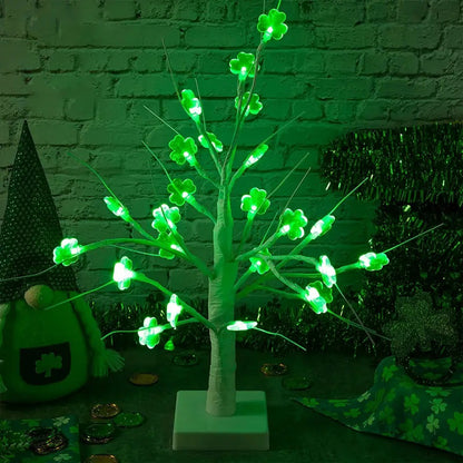 Set of Two 18" St Patrick's Day Shamrock Lighted Tree