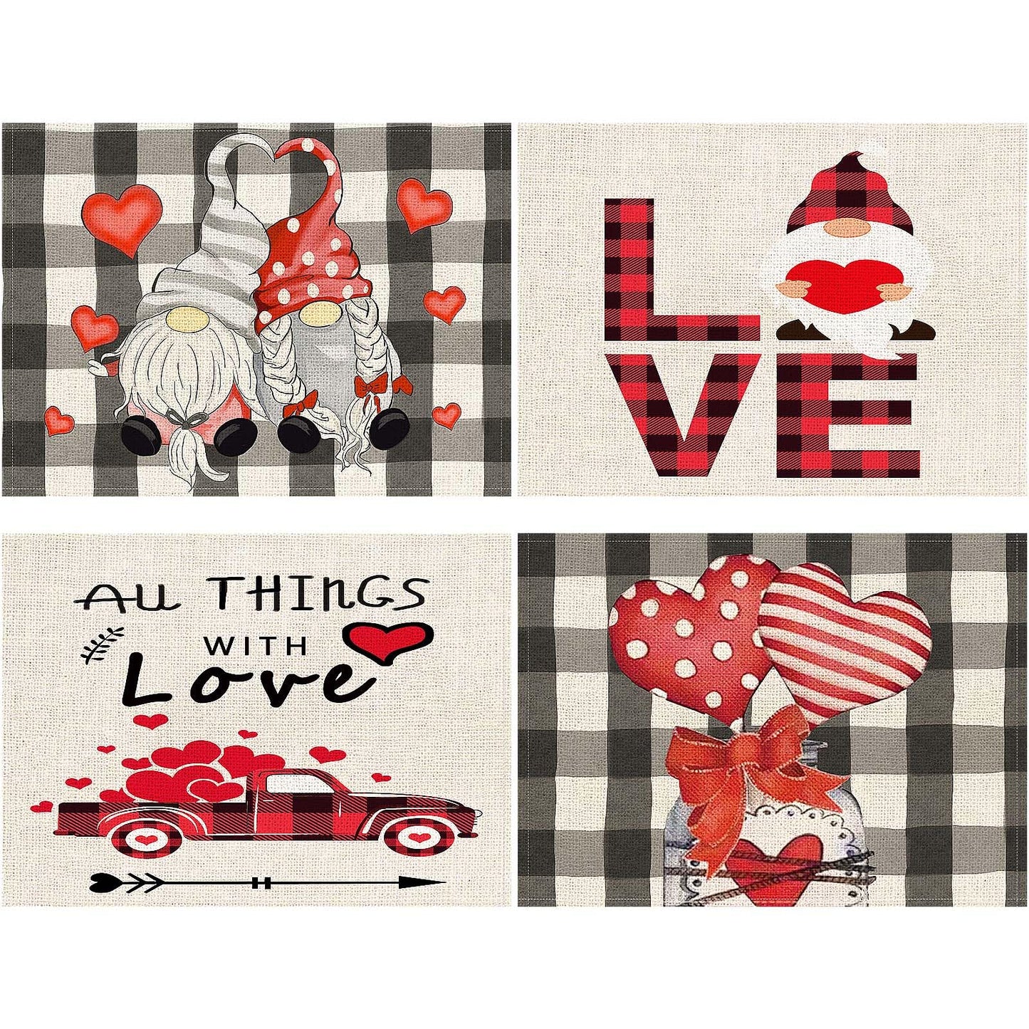 Set of 4 Valentines Day Placemats
