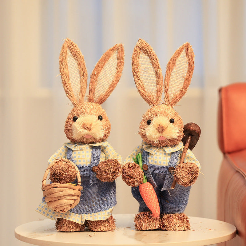 13.8" Straw Rabbit Collection – Standing & Hanging Styles
