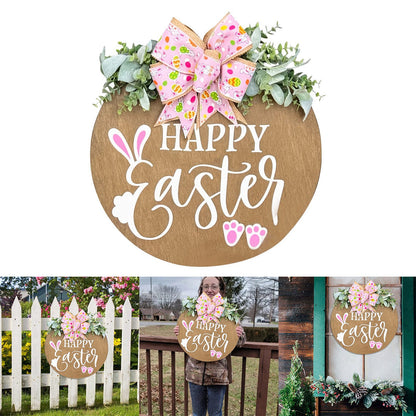 Easter Door Sign with Burlap Ribbon & Eucalyptus