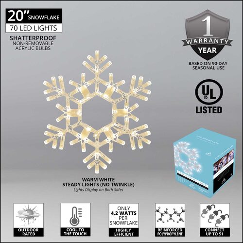 Warranty info 20" Giant Folding Lighted Snowflake Outdoor Christmas Decoration