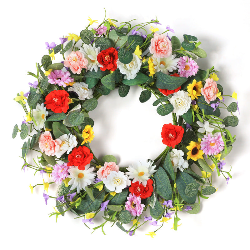 17.7" Easter Spring Floral Wreath - 4 Styles