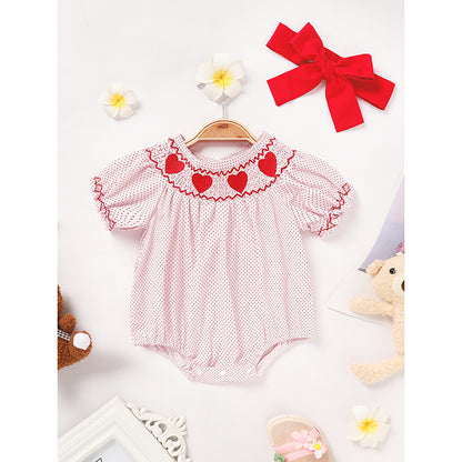 Newborn - 18 Months Baby Valentine's Day Short Sleeve Heart Romper