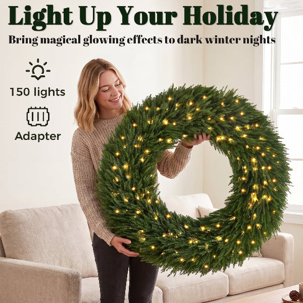 48 Inch Pre-Lit Norfolk Pine Christmas Wreath – additional product view 5
