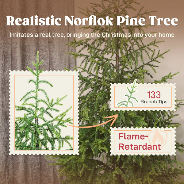 4 Ft Artificial Norfolk Pine Christmas Trees, Set of 2 – Unlit – additional product view 5