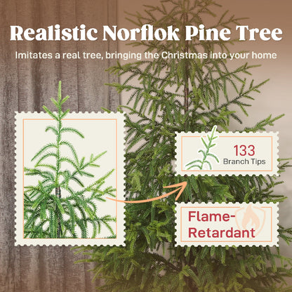 4 Ft Artificial Norfolk Pine Christmas Trees, Set of 2 – Unlit – additional product view 5
