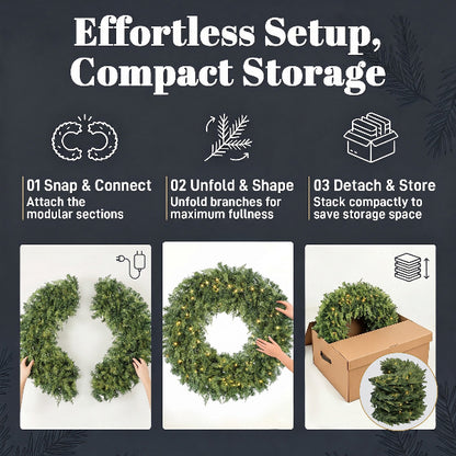 48 Inch Pre-Lit Cedar Christmas Wreath – additional product view 7