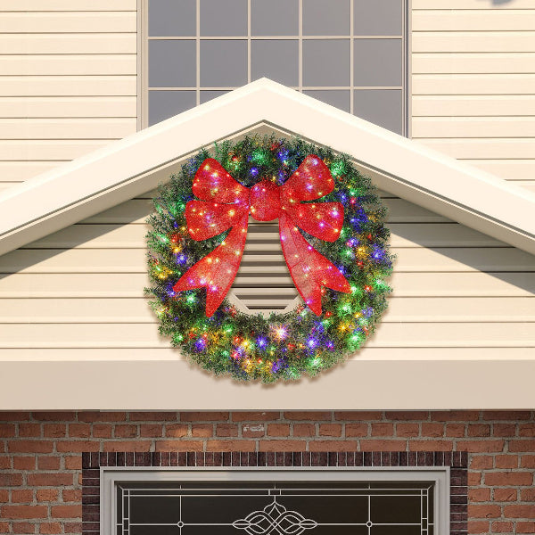 48 Inch Pre-Lit Christmas Wreath with 3D Red Bow – additional product view 8