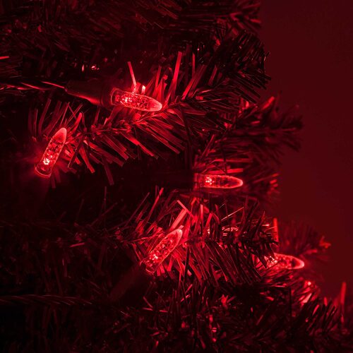70 LED M5 red Christmas string lights on green wire