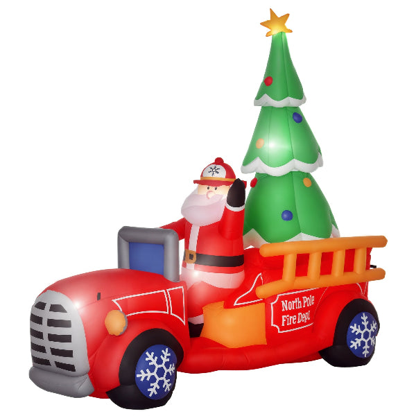 7.5 Ft Inflatable Santa Driving a Christmas Fire Truck – product image