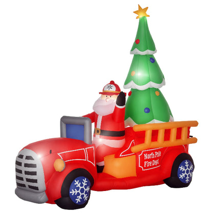 7.5 Ft Inflatable Santa Driving a Christmas Fire Truck – product image