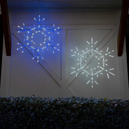Giant 3 Ft Cool White LED Folding Snowflake – 105 Steady Lights and Cool White with Blue