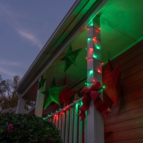 red and green 5mm wide angle LED Christmas lights displayed [on a tree / outdoors / on a porch / etc.]