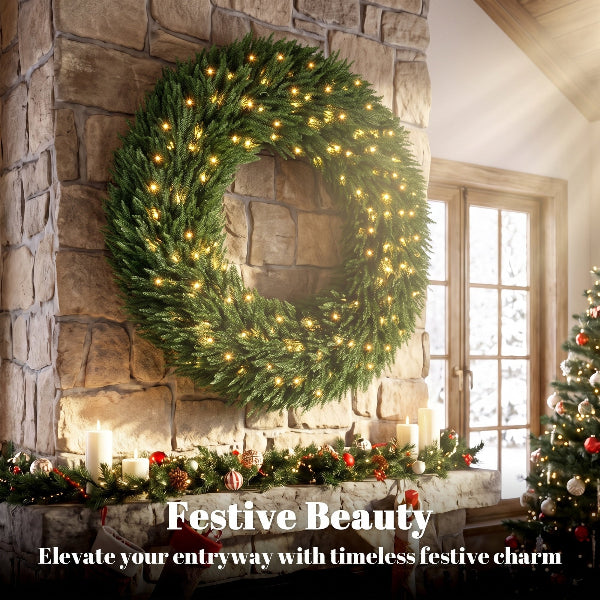 48 Inch Pre-Lit Norfolk Pine Christmas Wreath – additional product view 4