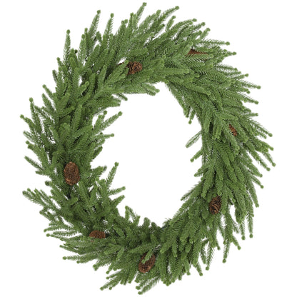 24 Inch Artificial Norfolk Pine Christmas Wreath with Pinecones – product image