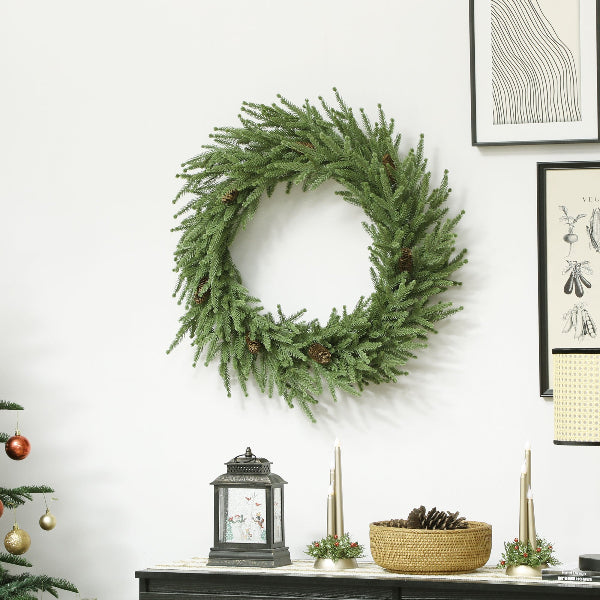 24 Inch Artificial Norfolk Pine Christmas Wreath with Pinecones – additional product view 2