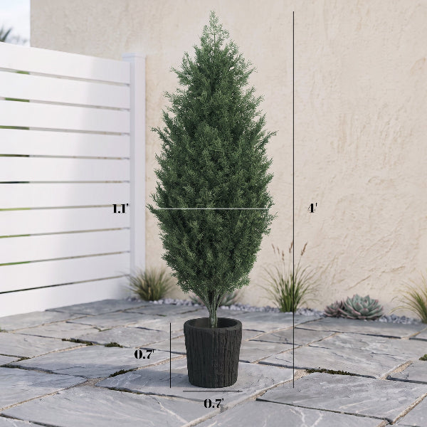 4 Ft Artificial Cedar Topiary Christmas Trees, Set of 2 – additional product view 3