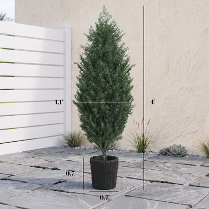 4 Ft Artificial Cedar Topiary Christmas Trees, Set of 2 – additional product view 3