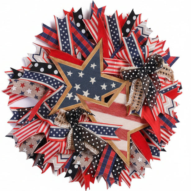 patriotic 4th of July ribbon wreath decoration