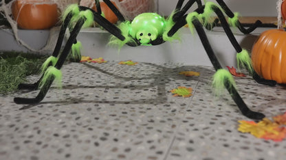 50" Lighted Green & Black Spider Halloween decoration