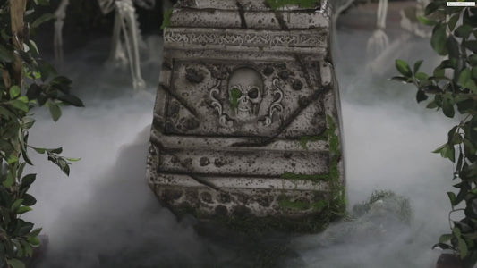 5.7 Ft Angel & Skulls Tombstone Light-Up Prop Halloween graveyard decor