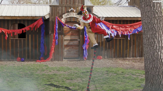 8 Ft balancing Sideshow Circus Clown Animated Halloween prop