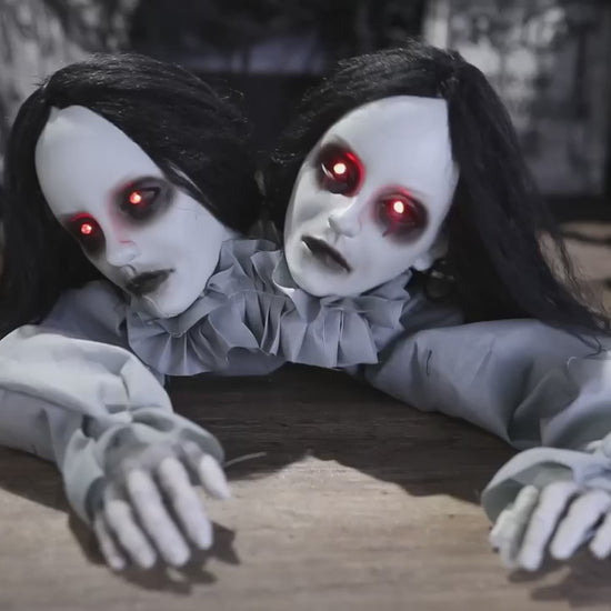 Halloween 2026 decoration 47" Animated Two Headed Crawling Girl Prop