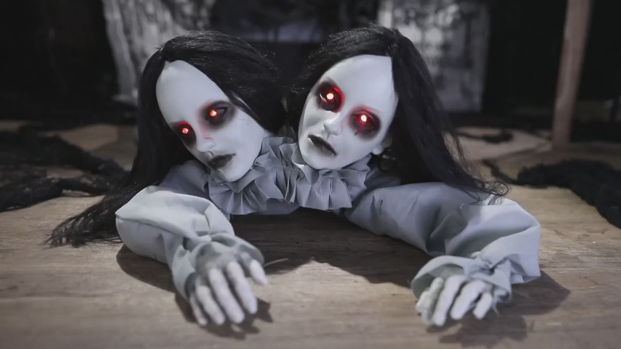 Halloween 2026 decoration 47" Animated Two Headed Crawling Girl Prop