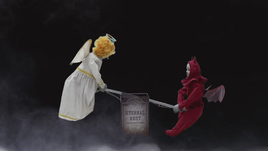 Life Size Eternal Rest Angel & Devil See Saw Animated Halloween prop