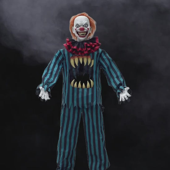 Animated Halloween decoration 65" hollow clown with teeth Prop