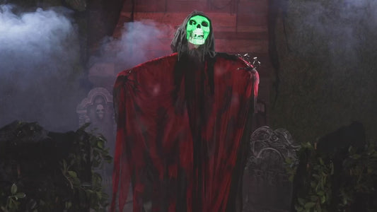 6 FT Animated Red &amp; Black Skeleton Reaper