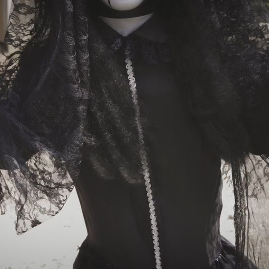 66" Jaw Dropping Black Bride Animated halloween Prop