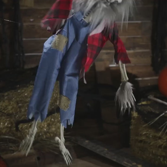 35" Skeleton Werewolf Animated Halloween Prop