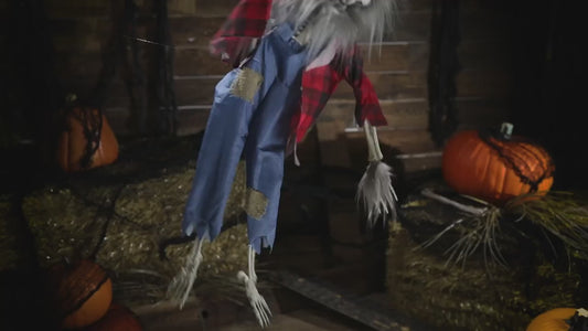 35" Skeleton Werewolf Animated Halloween Prop