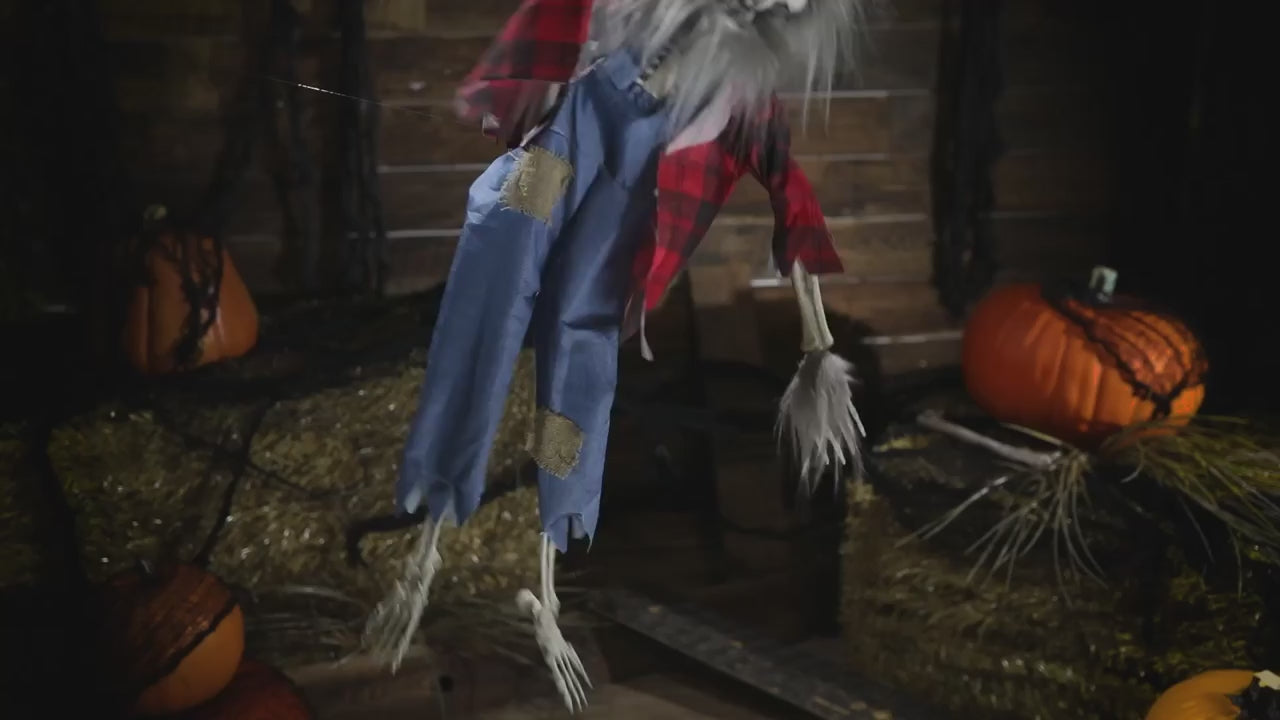 35" Skeleton Werewolf Animated Halloween Prop