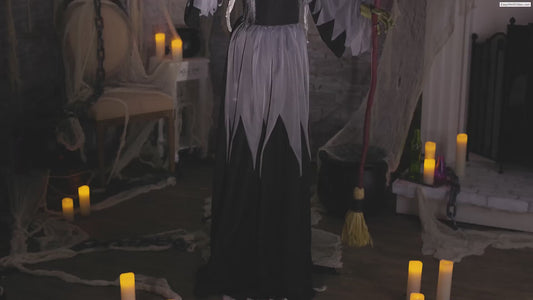 6 Ft Body Turning Witch with Broom Animated Prop