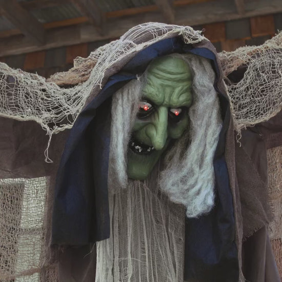 57" Hunchback Witch Animated Halloween Prop