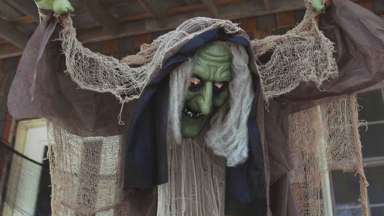 57" Hunchback Witch Animated Halloween Prop