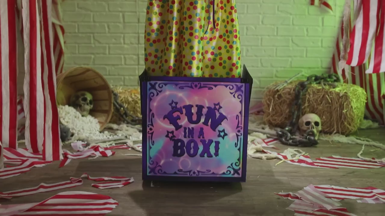 5 Ft. 4" Animated Light-Up Walking Fun-in-a-Box Scary Clown with Sound Halloween Prop Decoration Life Size