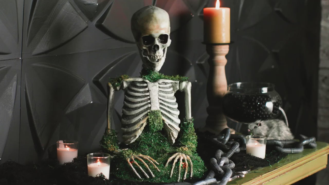 Mossy Skeleton Animated Halloween Decoration