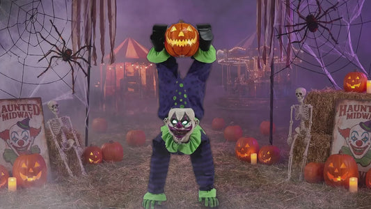 Halloween 2026 - 5 Ft Upside Down Jack o Lantern Clown Prop