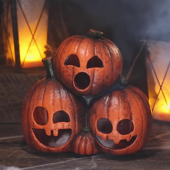 Pumpkin Trio Jack o' Lanterns Halloween decoration