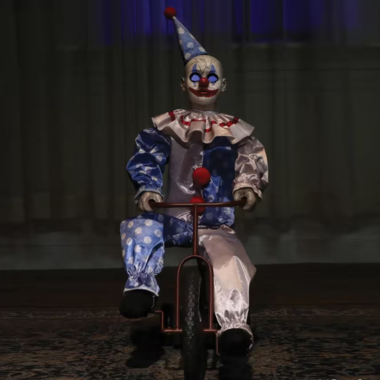 32" Clown Tricycle Animated Halloween prop decoration