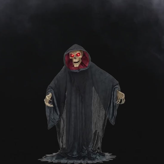 6 Ft. 9" Animated Rising Skeleton Reaper in Hooded Cloak giant Halloween prop decoration